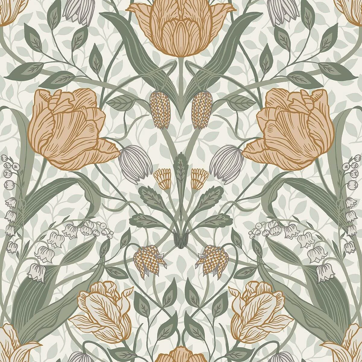Tulipa Green Floral Wallpaper - York Wallpaper Image 1 Tulipa Green Floral Wallpaper wallpaper by York Wallcoverings