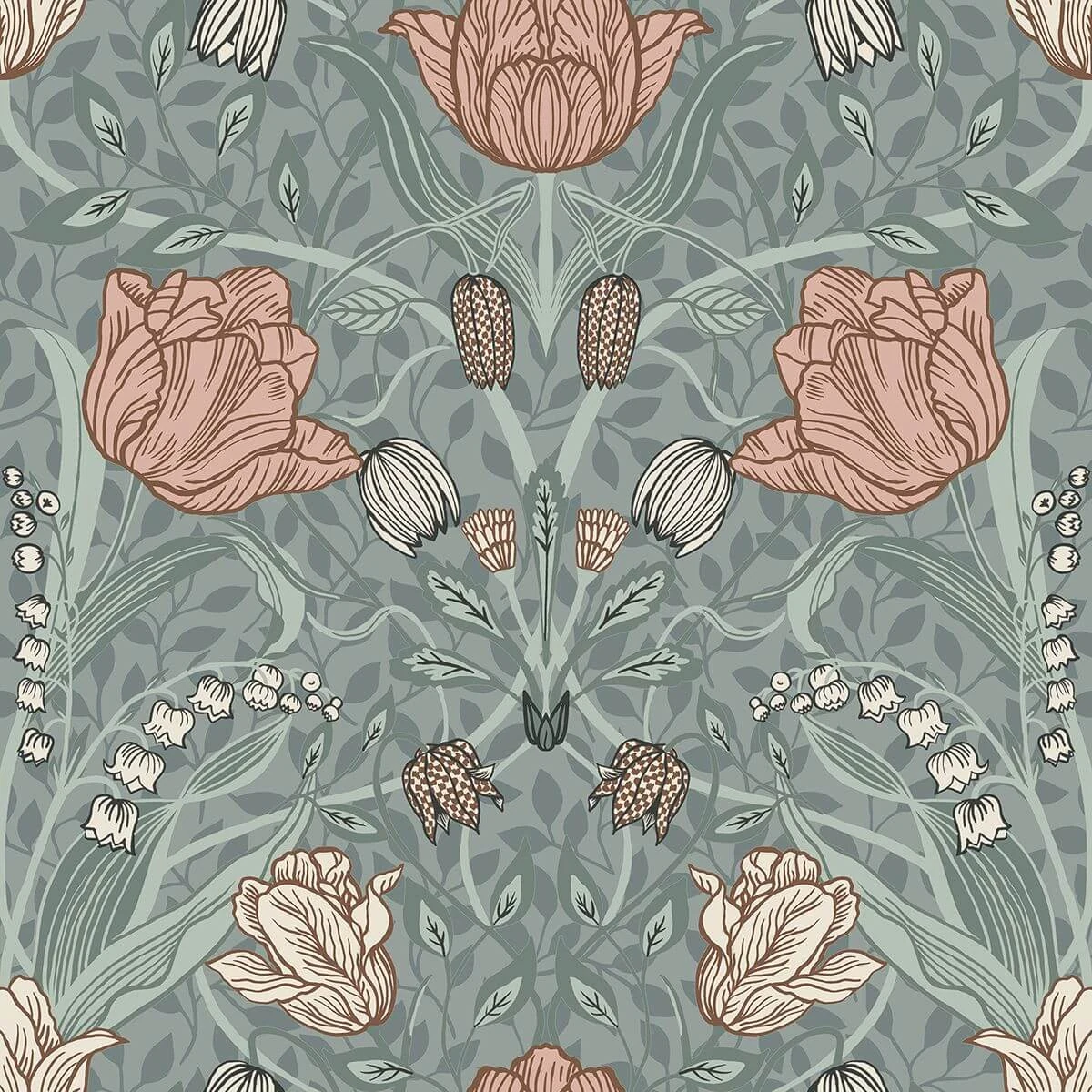 Tulipa Sage Floral Wallpaper - York Wallpaper Image 1 Tulipa Sage Floral Wallpaper wallpaper by York Wallcoverings