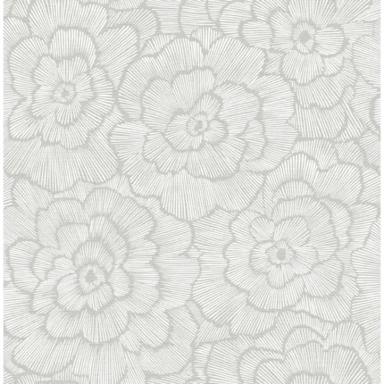 Periwinkle Light Grey Textured Floral Wallpaper wallpaper by York Wallcoverings