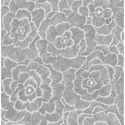 Periwinkle Grey Textured Floral Wallpaper wallpaper by York Wallcoverings