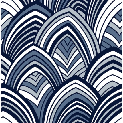 Cabarita Indigo Art Deco Flocked Leaves Wallpaper wallpaper by York Wallcoverings