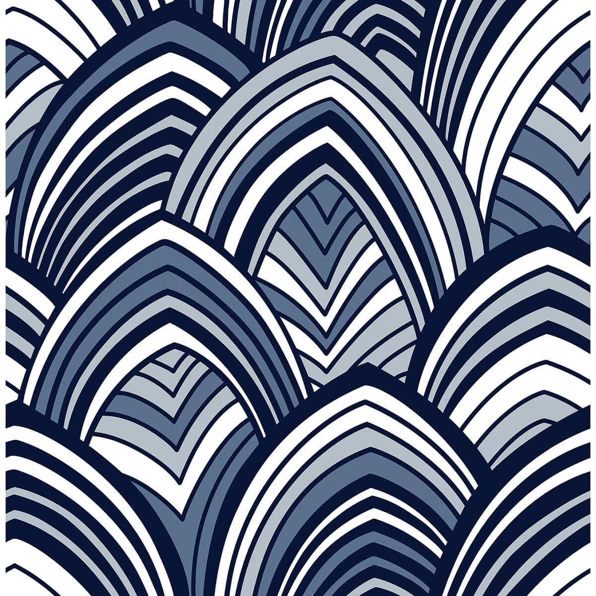 Cabarita Indigo Art Deco Flocked Leaves Wallpaper wallpaper by York Wallcoverings