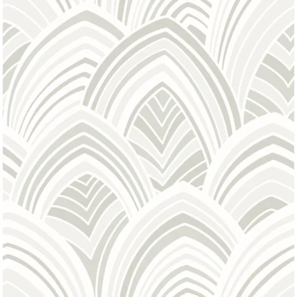 Cabarita White Art Deco Flocked Leaves Wallpaper wallpaper by York Wallcoverings