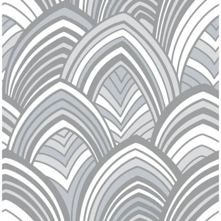 Cabarita Grey Art Deco Flocked Leaves Wallpaper wallpaper by York Wallcoverings