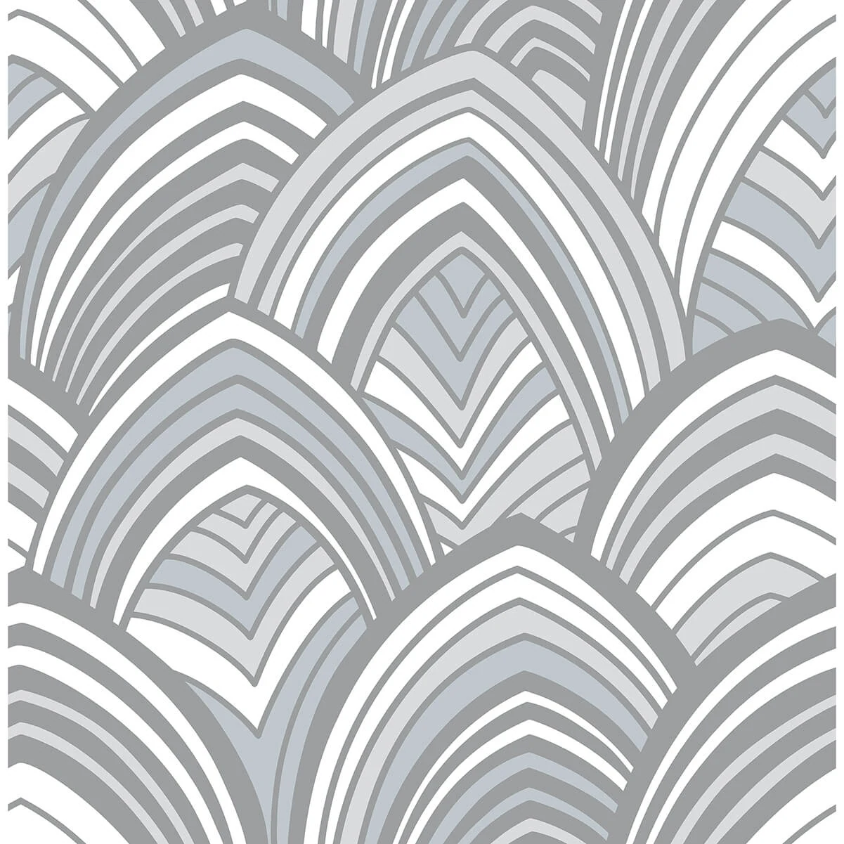 Cabarita Grey Art Deco Flocked Leaves Wallpaper wallpaper by York Wallcoverings