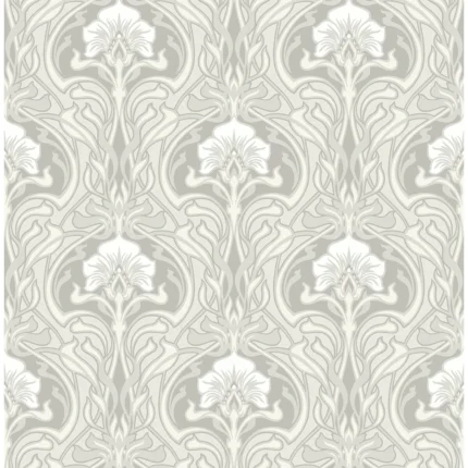 Mucha Off White Botanical Ogee Wallpaper wallpaper by York Wallcoverings