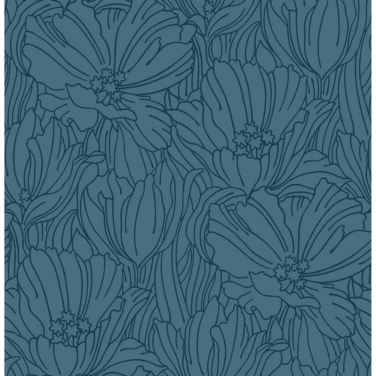 Selwyn Flock Dark Blue Floral Wallpaper - York Wallpaper Image 1 Selwyn Flock Dark Blue Floral Wallpaper wallpaper by York Wallcoverings