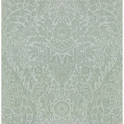 Maris Silver Flock Damask Wallpaper wallpaper by York Wallcoverings