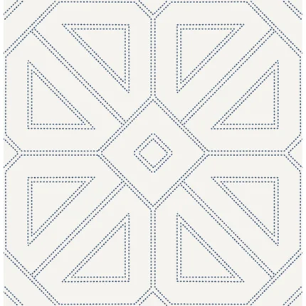 Voltaire Indigo Beaded Geometric Wallpaper wallpaper by York Wallcoverings
