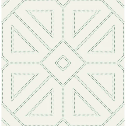 Voltaire Green Beaded Geometric Wallpaper wallpaper by York Wallcoverings