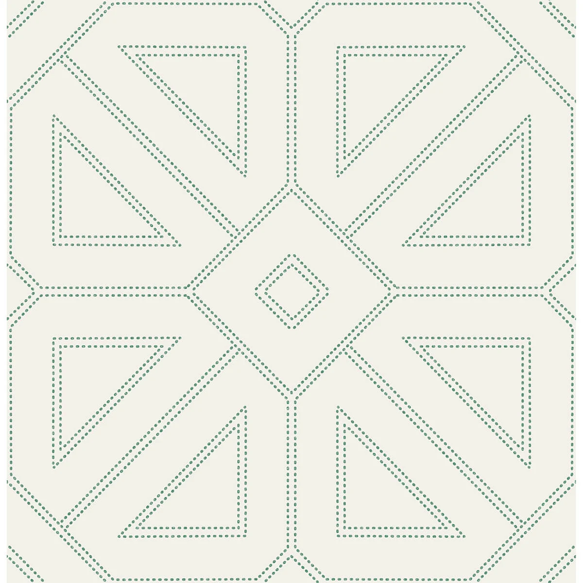 Voltaire Green Beaded Geometric Wallpaper wallpaper by York Wallcoverings