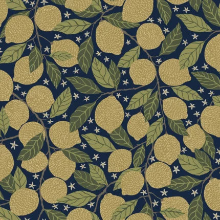 Lemona Navy Fruit Tree Wallpaper wallpaper by York Wallcoverings
