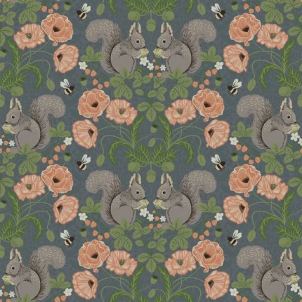Kurre Blue Woodland Damask Wallpaper wallpaper by York Wallcoverings