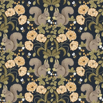 Kurre Dark Blue Woodland Damask Wallpaper wallpaper by York Wallcoverings