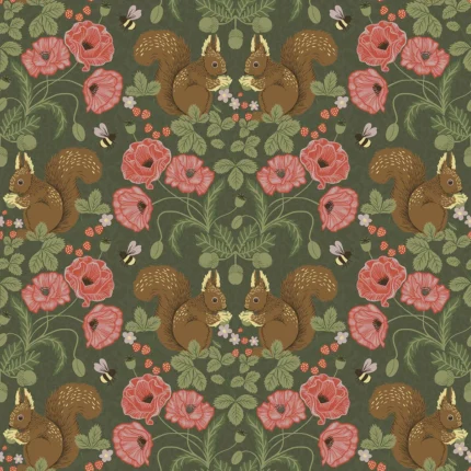 Kurre Dark Green Woodland Damask Wallpaper wallpaper by York Wallcoverings