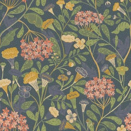 Hybbe Blue Hydrangea Garden Wallpaper wallpaper by York Wallcoverings