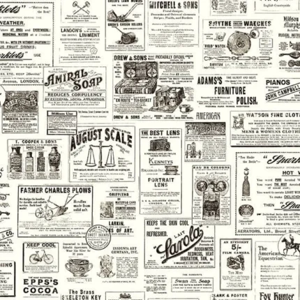 Alden Black Newspaper Wallpaper wallpaper by York Wallcoverings