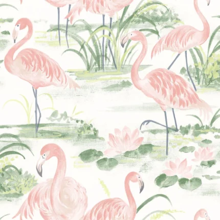 Everglades Coral Flamingos Wallpaper wallpaper by York Wallcoverings