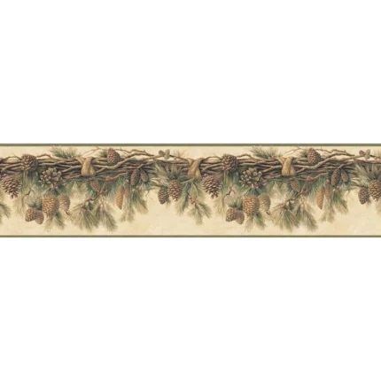 Coulter Olive Pinecone Forest Border wallpaper by York Wallcoverings