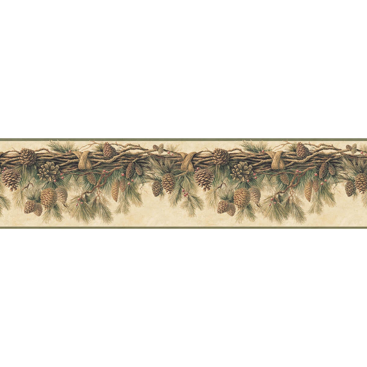 Coulter Olive Pinecone Forest Border - York Wallpaper Image 1 Coulter Olive Pinecone Forest Border wallpaper by York Wallcoverings