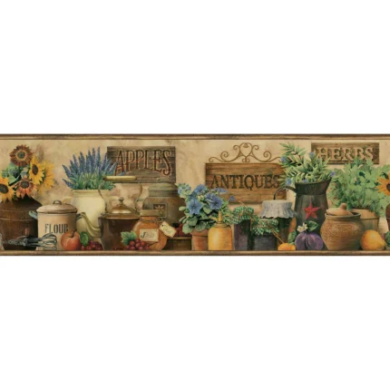 Brittany Black Antiques Herbs Border wallpaper by York Wallcoverings