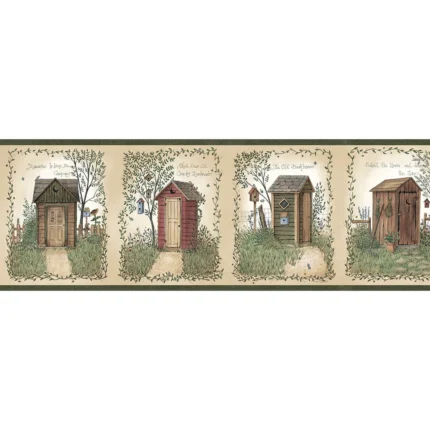 Fisher Sage Outhouses Border wallpaper by York Wallcoverings