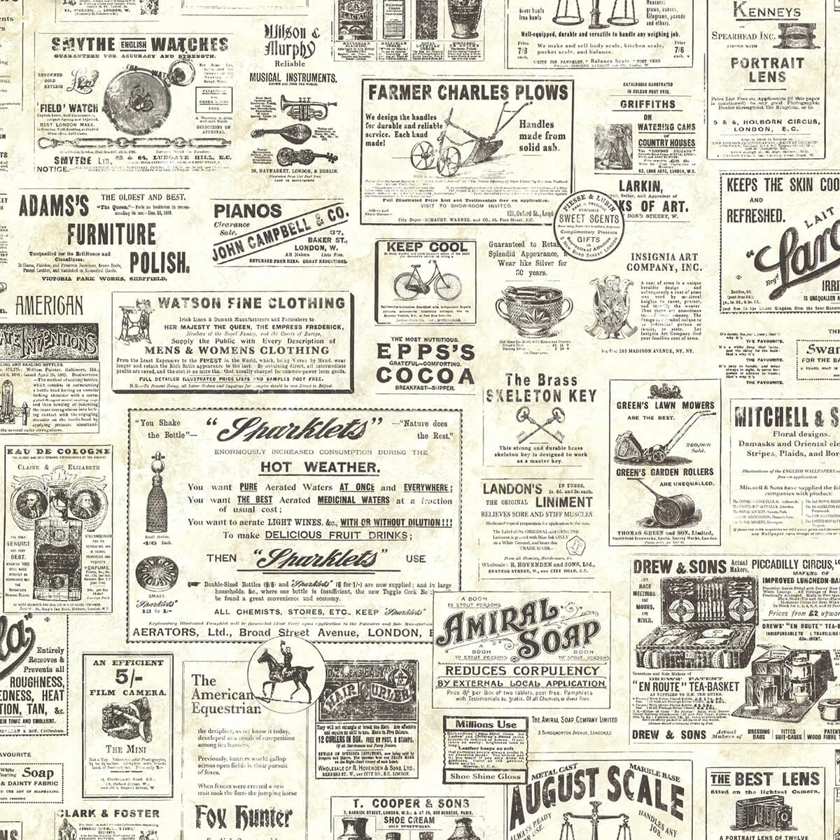 Adamstown Cream Newspaper Classifieds Wallpaper wallpaper by York Wallcoverings