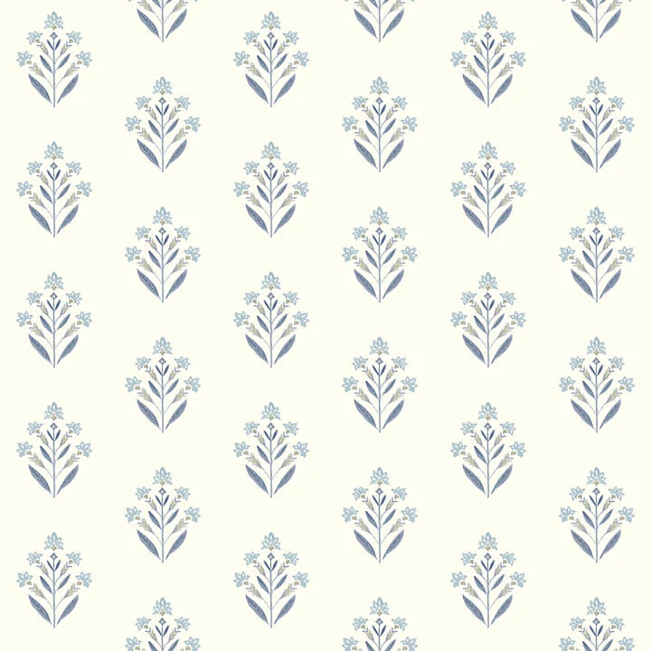 Kova Blue Floral Crest Wallpaper wallpaper by York Wallcoverings