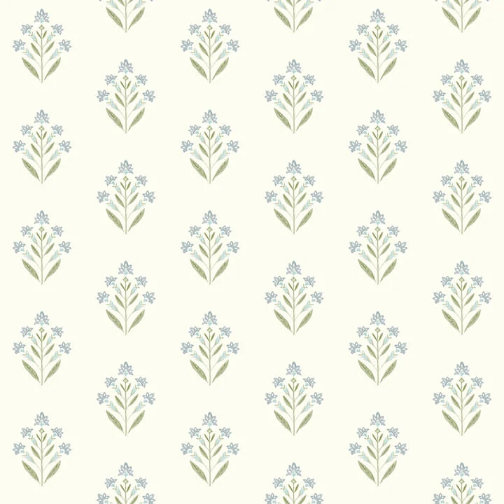 Kova Aquamarine Floral Crest Wallpaper wallpaper by York Wallcoverings