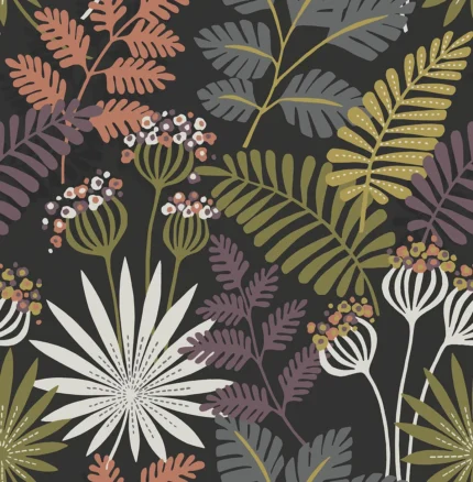 Praslin Black Botanical Wallpaper wallpaper by York Wallcoverings