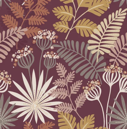 Praslin Merlot Botanical Wallpaper wallpaper by York Wallcoverings