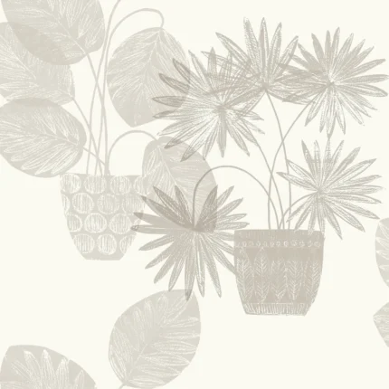 Aida Light Grey Potted Plant Wallpaper wallpaper by York Wallcoverings
