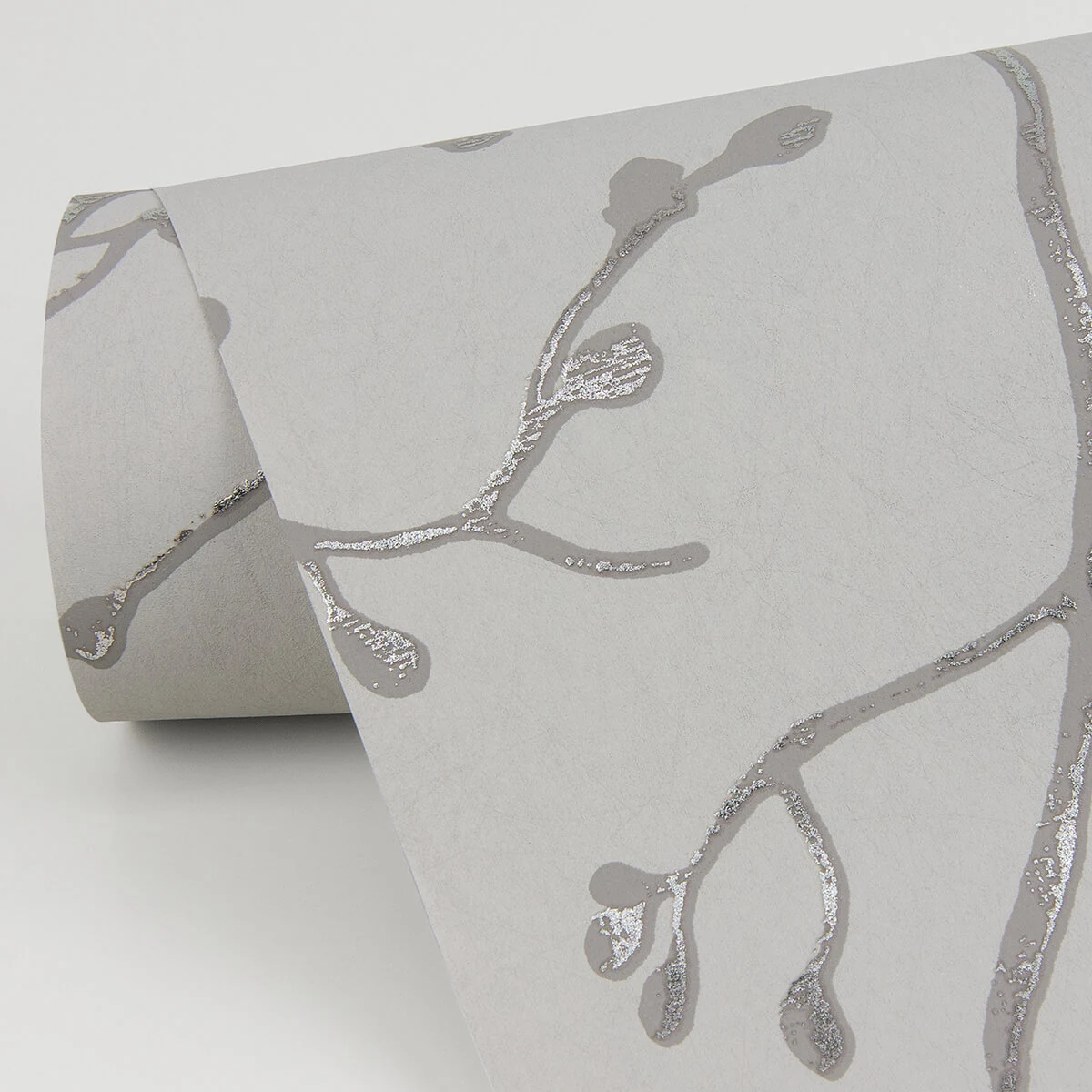 Koura Silver Budding Branches Wallpaper wallpaper by York Wallcoverings