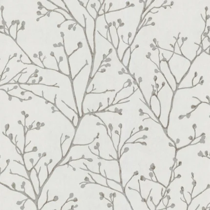 Koura Silver Budding Branches Wallpaper wallpaper by York Wallcoverings