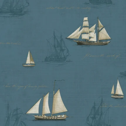 Andrew Blue Sailboat Wallpaper wallpaper by York Wallcoverings