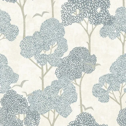 Lykke Blue Textured Tree Wallpaper wallpaper by York Wallcoverings