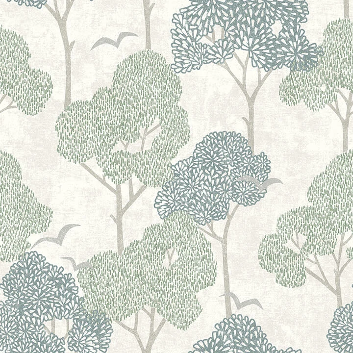 Lykke Green Textured Tree Wallpaper wallpaper by York Wallcoverings