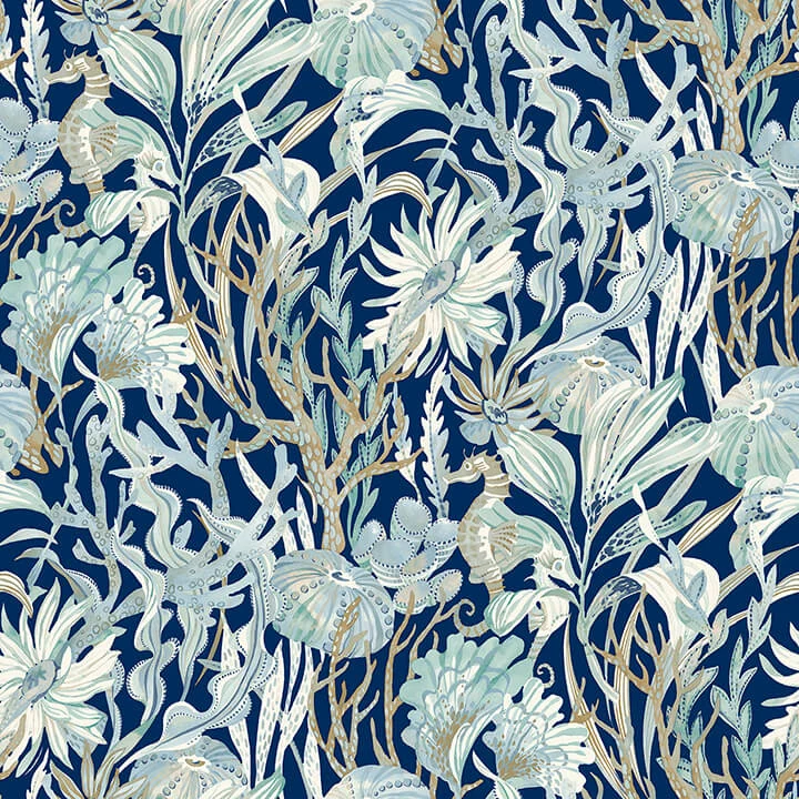 Kelp Garden Navy Tropical Reef Wallpaper wallpaper by York Wallcoverings