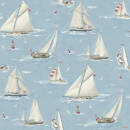 Leeward Light Blue Sailboat Wallpaper wallpaper by York Wallcoverings