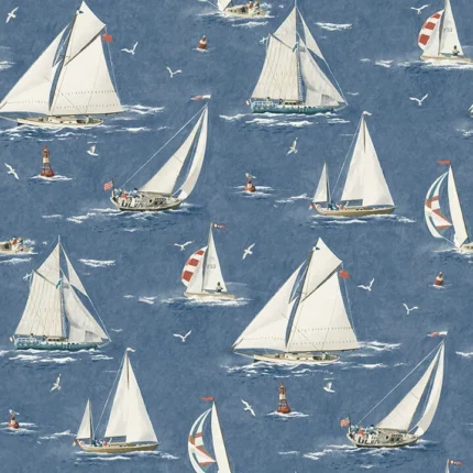 Leeward Navy Sailboat Wallpaper wallpaper by York Wallcoverings