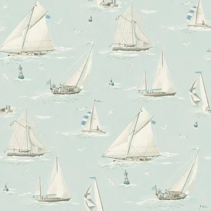 Leeward Aqua Sailboat Wallpaper wallpaper by York Wallcoverings