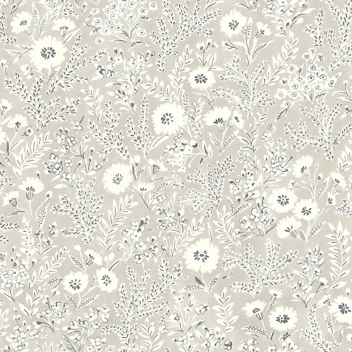 Agathon Taupe Floral Wallpaper wallpaper by York Wallcoverings