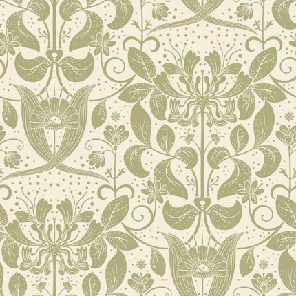 Berit Olive Floral Crest Wallpaper wallpaper by York Wallcoverings
