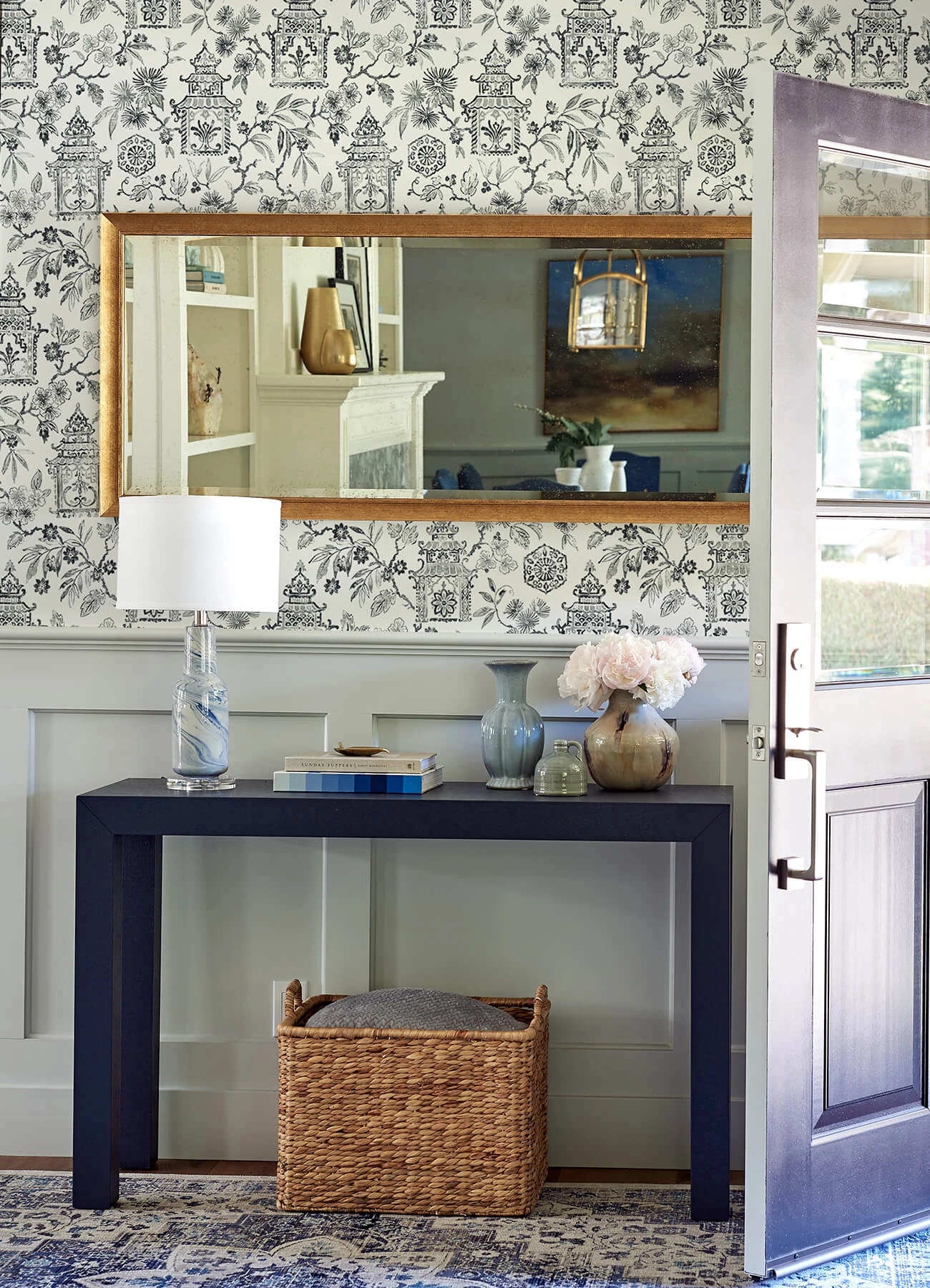 Helaine Charcoal Pagoda Wallpaper wallpaper by York Wallcoverings
