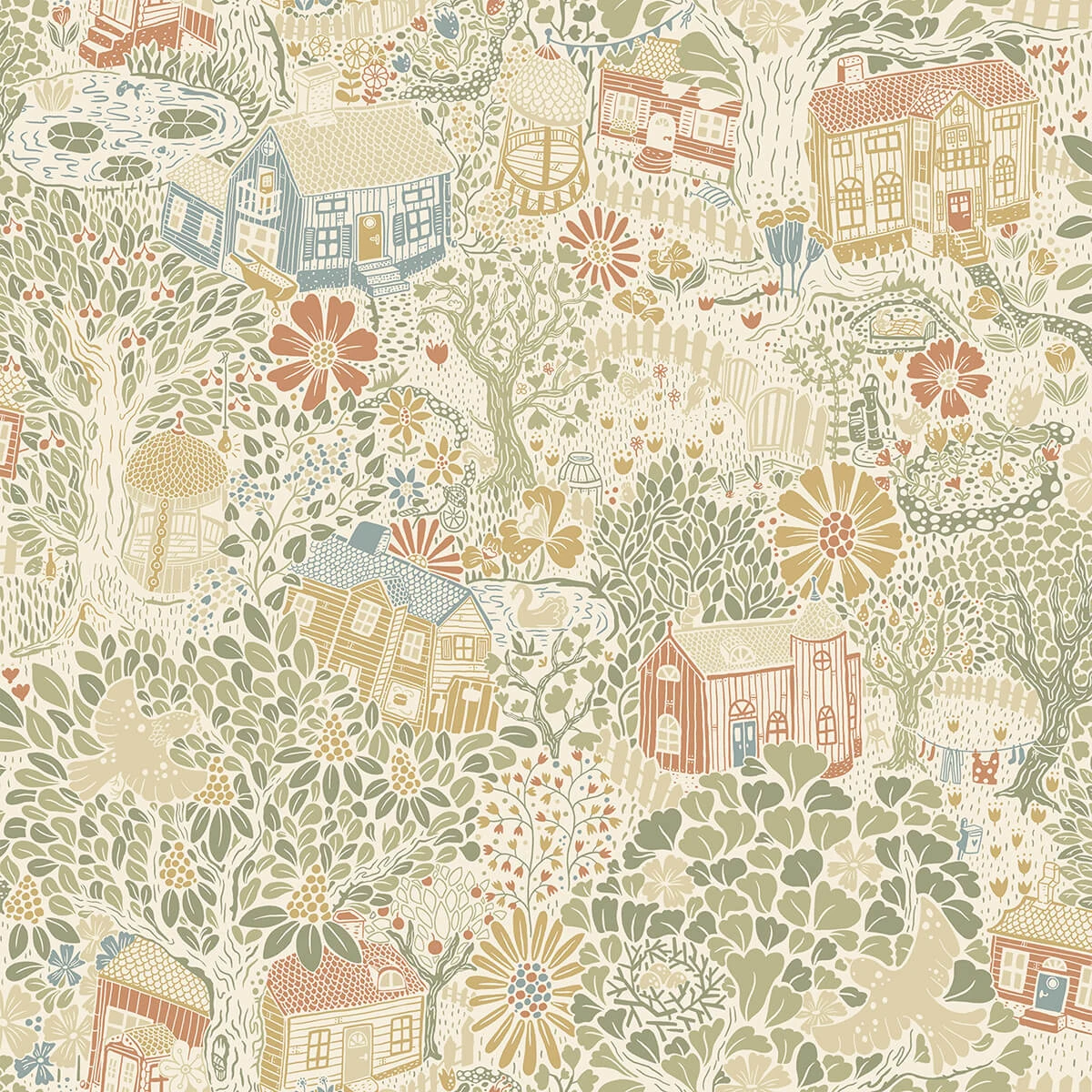 Bygga Bo Neutral Woodland Village Wallpaper wallpaper by York Wallcoverings