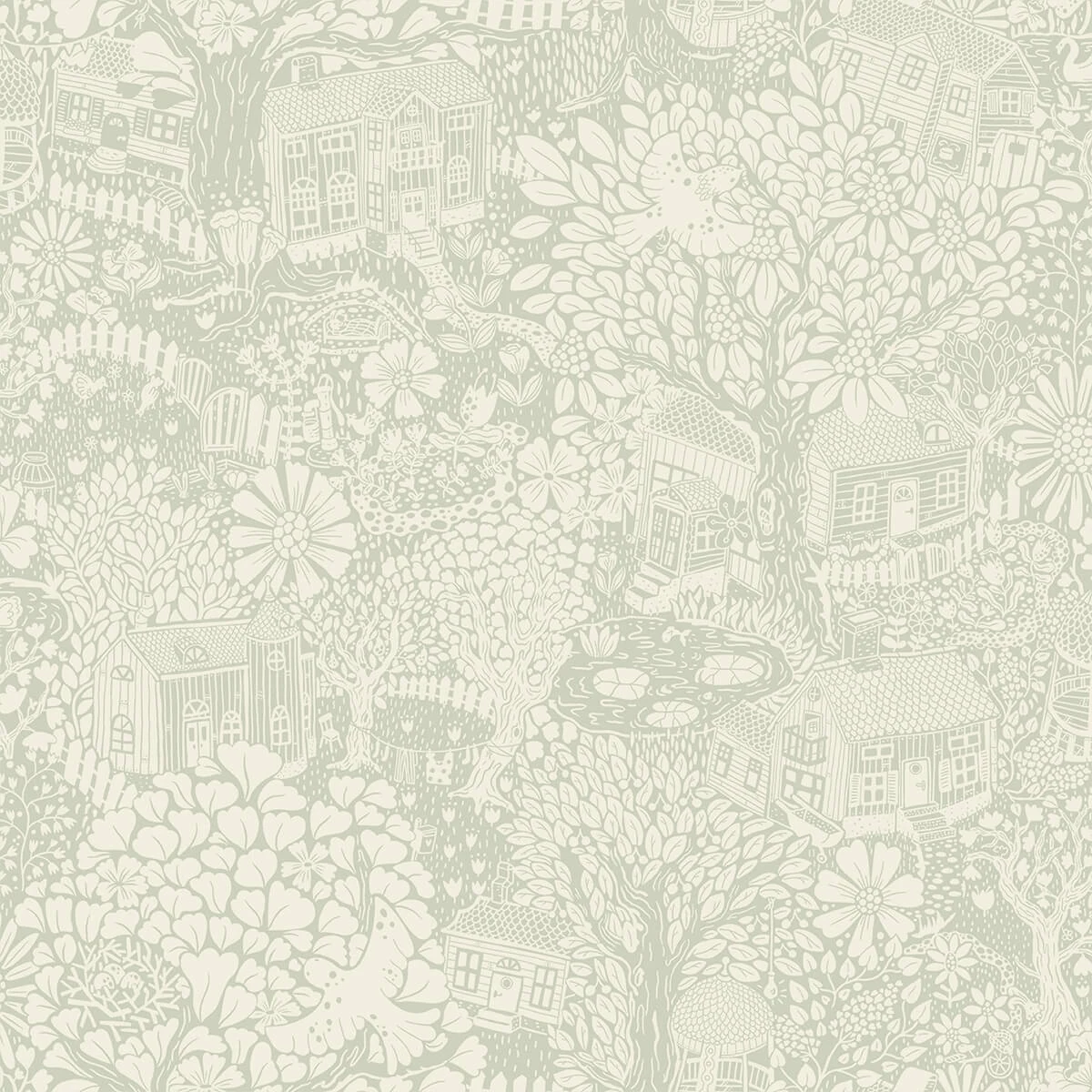 Bygga Bo Seafoam Woodland Village Wallpaper wallpaper by York Wallcoverings