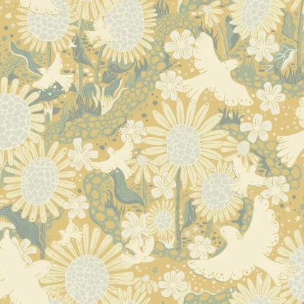 Dromma Butter Songbirds And Sunflowers Wallpaper wallpaper by York Wallcoverings