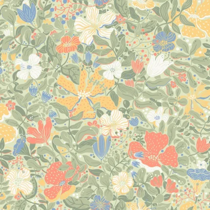 Midsommar Sage Floral Medley Wallpaper wallpaper by York Wallcoverings