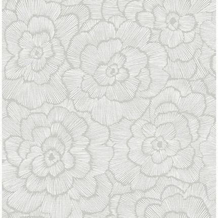 Periwinkle Light Grey Textured Floral Wallpaper wallpaper by York Wallcoverings