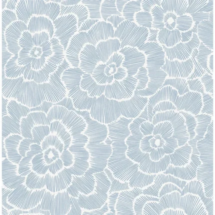 Periwinkle Blue Textured Floral Wallpaper wallpaper by York Wallcoverings